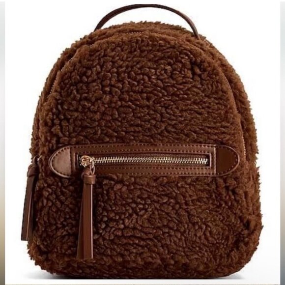 Express Brown Teddy Mini Backpack NWT - Picture 1 of 7